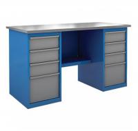 Верстак 2-тумб., тумба с 2 ящ.,тумба с 8 ящ., Roller, стол.оцинк. -синий