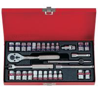 Набор торцевых головок с принадлежностями 1/4", шестигранные, 4-12 мм, 5/32"-1/2", 30 пр.