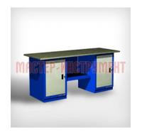 Верстак 2-тумб., 2 тумбы с дверцей, стол.оцинкованная - синий