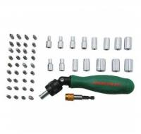 Трещоточная рукоятка с гибкой головкой  и набором насадок 53 предметов 048821